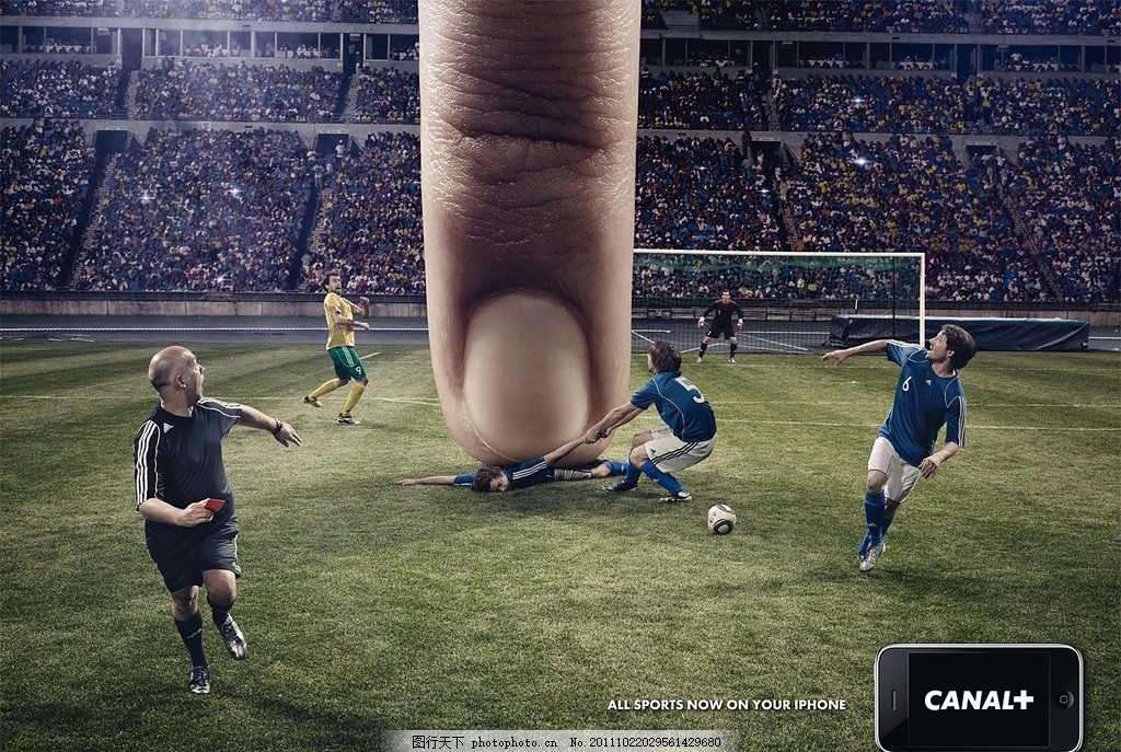 iphone平面广告,创意 足球